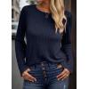 imageDokotoo Womens Tops Long Sleeve Lightweight Shirts 2025 Fall Fashion Clothing Trendy Tops Crewneck Knit Basic TeeNavy Blue
