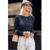 imageDokotoo Womens Tops Long Sleeve Lightweight Shirts 2025 Fall Fashion Clothing Trendy Tops Crewneck Knit Basic TeeNavy Blue