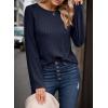 imageDokotoo Womens Tops Long Sleeve Lightweight Shirts 2025 Fall Fashion Clothing Trendy Tops Crewneck Knit Basic TeeNavy Blue