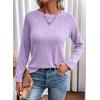 imageDokotoo Womens Tops Long Sleeve Lightweight Shirts 2025 Fall Fashion Clothing Trendy Tops Crewneck Knit Basic TeeOrchid Petal