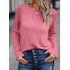 imageDokotoo Womens Tops Long Sleeve Lightweight Shirts 2025 Fall Fashion Clothing Trendy Tops Crewneck Knit Basic TeePeach Blossom