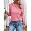 imageDokotoo Womens Tops Long Sleeve Lightweight Shirts 2025 Fall Fashion Clothing Trendy Tops Crewneck Knit Basic TeePeach Blossom