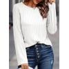 imageDokotoo Womens Tops Long Sleeve Lightweight Shirts 2025 Fall Fashion Clothing Trendy Tops Crewneck Knit Basic TeeWhite