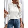 imageDokotoo Womens Tops Long Sleeve Lightweight Shirts 2025 Fall Fashion Clothing Trendy Tops Crewneck Knit Basic TeeWhite