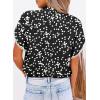 imageDokotoo Womens Tops Summer Casual Boho Floral Print Short Sleeve Half Button Down V Neck Chiffon Blouses ShirtsBlack