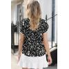 imageDokotoo Womens Tops Summer Casual Boho Floral Print Short Sleeve Half Button Down V Neck Chiffon Blouses ShirtsBlack
