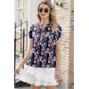imageDokotoo Womens Tops Summer Casual Boho Floral Print Short Sleeve Half Button Down V Neck Chiffon Blouses ShirtsBlue
