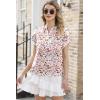 imageDokotoo Womens Tops Summer Casual Boho Floral Print Short Sleeve Half Button Down V Neck Chiffon Blouses ShirtsPink