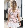 imageDokotoo Womens Tops Summer Casual Boho Floral Print Short Sleeve Half Button Down V Neck Chiffon Blouses ShirtsPink