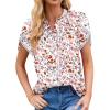 imageDokotoo Womens Tops Summer Casual Boho Floral Print Short Sleeve Half Button Down V Neck Chiffon Blouses ShirtsPink
