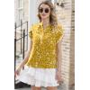 imageDokotoo Womens Tops Summer Casual Boho Floral Print Short Sleeve Half Button Down V Neck Chiffon Blouses ShirtsYellow