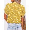 imageDokotoo Womens Tops Summer Casual Boho Floral Print Short Sleeve Half Button Down V Neck Chiffon Blouses ShirtsYellow