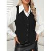 imageDokotoo Womens Vest Dressy Casual VNeck ButtonDown Lined Suit Jacket Waistcoat Versatile VestsBlack