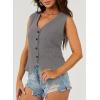imageDokotoo Womens Vest Dressy Casual VNeck ButtonDown Lined Suit Jacket Waistcoat Versatile VestsGray