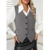 imageDokotoo Womens Vest Dressy Casual VNeck ButtonDown Lined Suit Jacket Waistcoat Versatile VestsGray