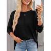 imageDokotoo Womens Waffle Knit Tops 2025 Oversized Long Sleeve Shirts Crewneck Dressy Casual Blouses Fall OutfitsBlack