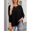 imageDokotoo Womens Waffle Knit Tops 2025 Oversized Long Sleeve Shirts Crewneck Dressy Casual Blouses Fall OutfitsBlack