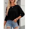 imageDokotoo Womens Waffle Knit Tops 2025 Oversized Long Sleeve Shirts Crewneck Dressy Casual Blouses Fall OutfitsBlack