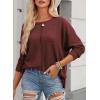 imageDokotoo Womens Waffle Knit Tops 2025 Oversized Long Sleeve Shirts Crewneck Dressy Casual Blouses Fall OutfitsBurgundy
