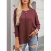 imageDokotoo Womens Waffle Knit Tops 2025 Oversized Long Sleeve Shirts Crewneck Dressy Casual Blouses Fall OutfitsBurgundy