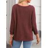 imageDokotoo Womens Waffle Knit Tops 2025 Oversized Long Sleeve Shirts Crewneck Dressy Casual Blouses Fall OutfitsBurgundy