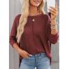 imageDokotoo Womens Waffle Knit Tops 2025 Oversized Long Sleeve Shirts Crewneck Dressy Casual Blouses Fall OutfitsBurgundy