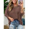 imageDokotoo Womens Waffle Knit Tops 2025 Oversized Long Sleeve Shirts Crewneck Dressy Casual Blouses Fall OutfitsCoffee