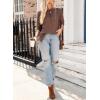 imageDokotoo Womens Waffle Knit Tops 2025 Oversized Long Sleeve Shirts Crewneck Dressy Casual Blouses Fall OutfitsCoffee