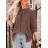 imageDokotoo Womens Waffle Knit Tops 2025 Oversized Long Sleeve Shirts Crewneck Dressy Casual Blouses Fall OutfitsCoffee