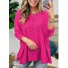 imageDokotoo Womens Waffle Knit Tops 2025 Oversized Long Sleeve Shirts Crewneck Dressy Casual Blouses Fall OutfitsHot Pink