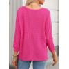 imageDokotoo Womens Waffle Knit Tops 2025 Oversized Long Sleeve Shirts Crewneck Dressy Casual Blouses Fall OutfitsHot Pink