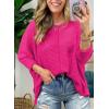 imageDokotoo Womens Waffle Knit Tops 2025 Oversized Long Sleeve Shirts Crewneck Dressy Casual Blouses Fall OutfitsHot Pink