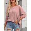 imageDokotoo Womens Waffle Knit Tops 2025 Oversized Long Sleeve Shirts Crewneck Dressy Casual Blouses Fall OutfitsLight Pink