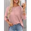imageDokotoo Womens Waffle Knit Tops 2025 Oversized Long Sleeve Shirts Crewneck Dressy Casual Blouses Fall OutfitsLight Pink