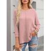 imageDokotoo Womens Waffle Knit Tops 2025 Oversized Long Sleeve Shirts Crewneck Dressy Casual Blouses Fall OutfitsLight Pink