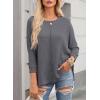 imageDokotoo Womens Waffle Knit Tops 2025 Oversized Long Sleeve Shirts Crewneck Dressy Casual Blouses Fall OutfitsMedium Grey