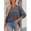 imageDokotoo Womens Waffle Knit Tops 2025 Oversized Long Sleeve Shirts Crewneck Dressy Casual Blouses Fall OutfitsMedium Grey