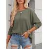 imageDokotoo Womens Waffle Knit Tops 2025 Oversized Long Sleeve Shirts Crewneck Dressy Casual Blouses Fall OutfitsMoss Green