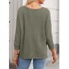 imageDokotoo Womens Waffle Knit Tops 2025 Oversized Long Sleeve Shirts Crewneck Dressy Casual Blouses Fall OutfitsMoss Green