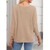 imageDokotoo Womens Waffle Knit Tops 2025 Oversized Long Sleeve Shirts Crewneck Dressy Casual Blouses Fall OutfitsOatmeal