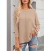 imageDokotoo Womens Waffle Knit Tops 2025 Oversized Long Sleeve Shirts Crewneck Dressy Casual Blouses Fall OutfitsOatmeal