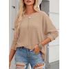 imageDokotoo Womens Waffle Knit Tops 2025 Oversized Long Sleeve Shirts Crewneck Dressy Casual Blouses Fall OutfitsOatmeal