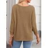 imageDokotoo Womens Waffle Knit Tops 2025 Oversized Long Sleeve Shirts Crewneck Dressy Casual Blouses Fall OutfitsStraw Yellow