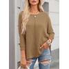 imageDokotoo Womens Waffle Knit Tops 2025 Oversized Long Sleeve Shirts Crewneck Dressy Casual Blouses Fall OutfitsStraw Yellow