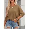 imageDokotoo Womens Waffle Knit Tops 2025 Oversized Long Sleeve Shirts Crewneck Dressy Casual Blouses Fall OutfitsStraw Yellow