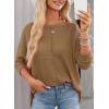 imageDokotoo Womens Waffle Knit Tops 2025 Oversized Long Sleeve Shirts Crewneck Dressy Casual Blouses Fall OutfitsStraw Yellow