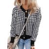 imageDokotoo Cardigan Sweaters for Women V Neck Button Down Long Sleeve Plaid Knit Cardigans Sweater TopsBlack