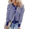 imageDokotoo Cardigan Sweaters for Women V Neck Button Down Long Sleeve Plaid Knit Cardigans Sweater TopsBlue
