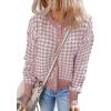 imageDokotoo Cardigan Sweaters for Women V Neck Button Down Long Sleeve Plaid Knit Cardigans Sweater TopsPink