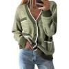 imageDokotoo Fall Clothes for Women 2024 Oversized Knit Womens Cardigans Classy Color Block Open Front Button Down Green XX Large